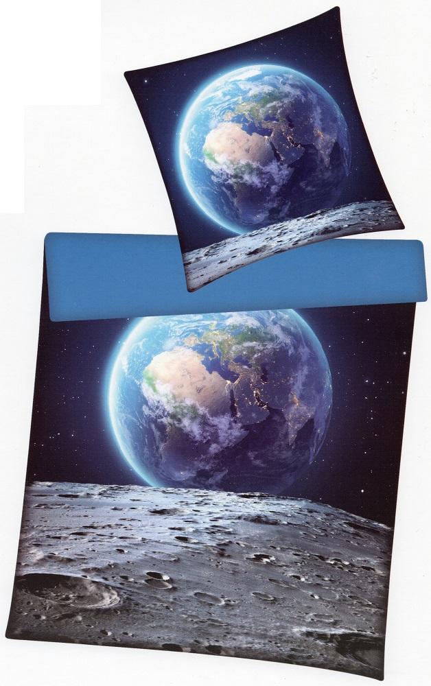 Bettwäsche Weltall - Erdkugel, Planet Erde - 135 x 200 cm + 80 x 80cm - Renforcé